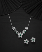 Zarmay Silver-Emerald Necklace Set