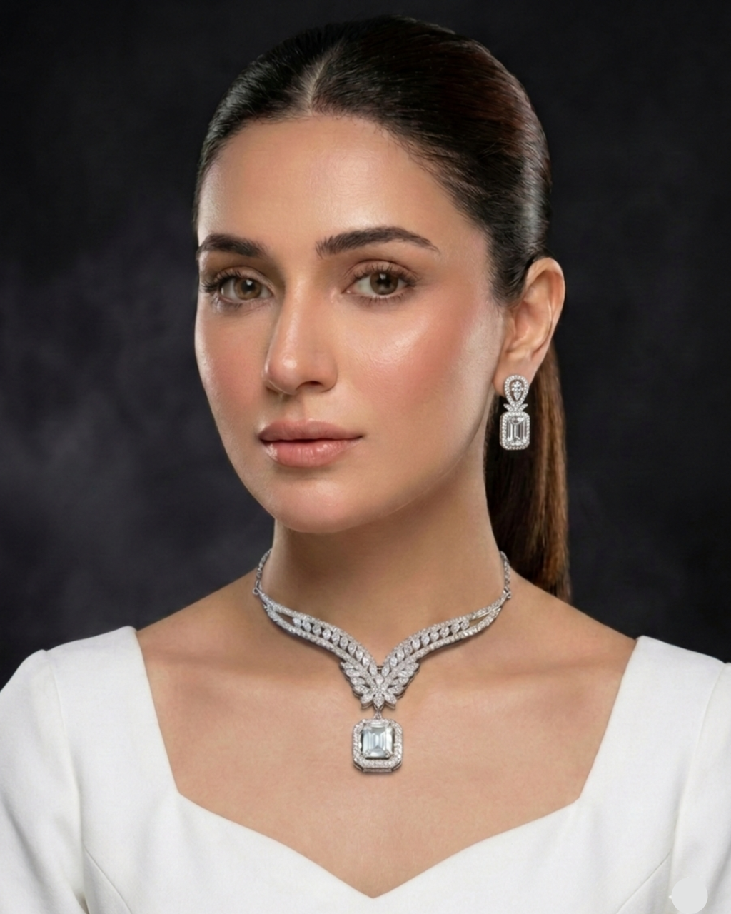 Silver Emerald Radiant Set