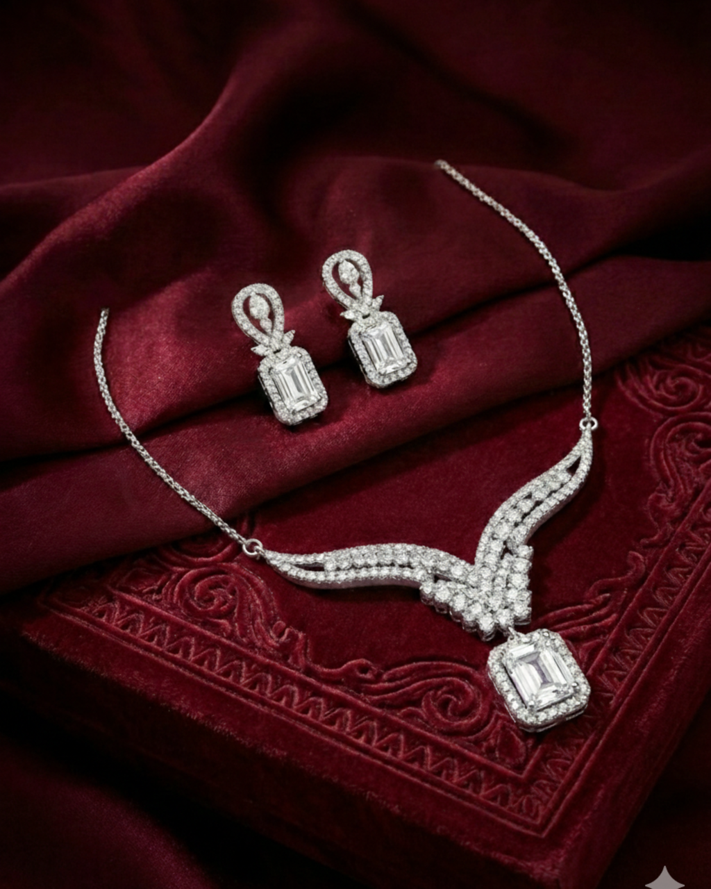 Silver Emerald Radiant Set