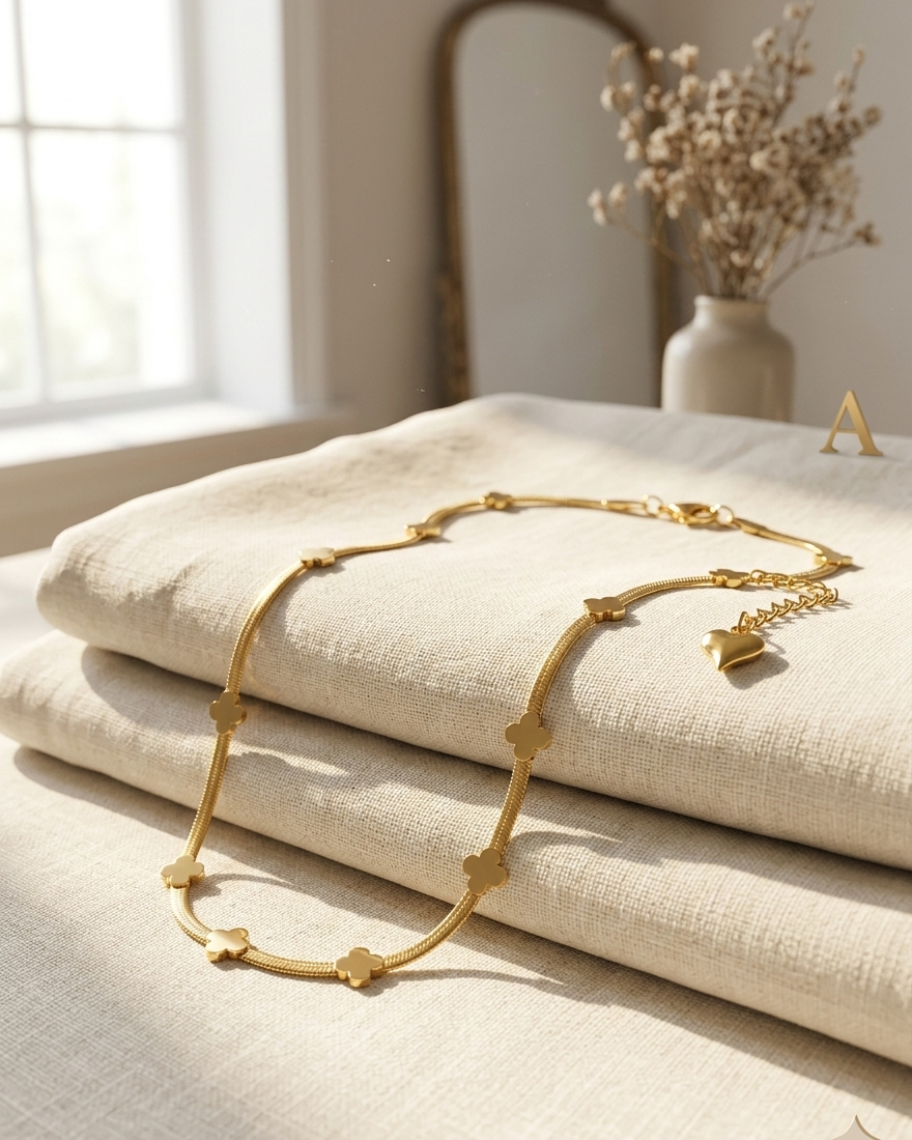 Golden Clover Serpentine Necklace