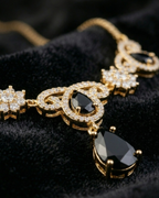 Premium Black Stone Necklace & Earrings Set