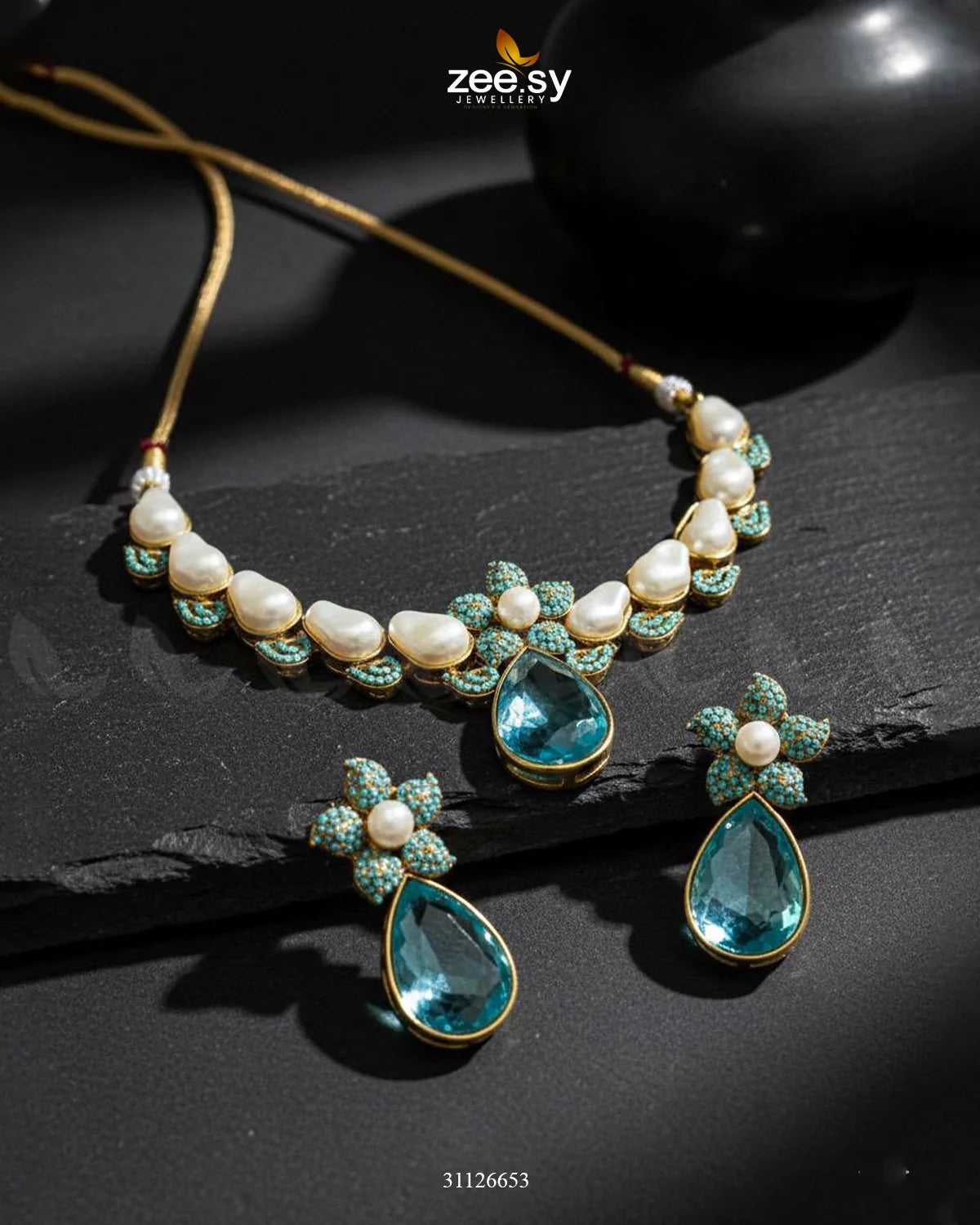 Oceanic Baroque Teardrop Necklace Set
