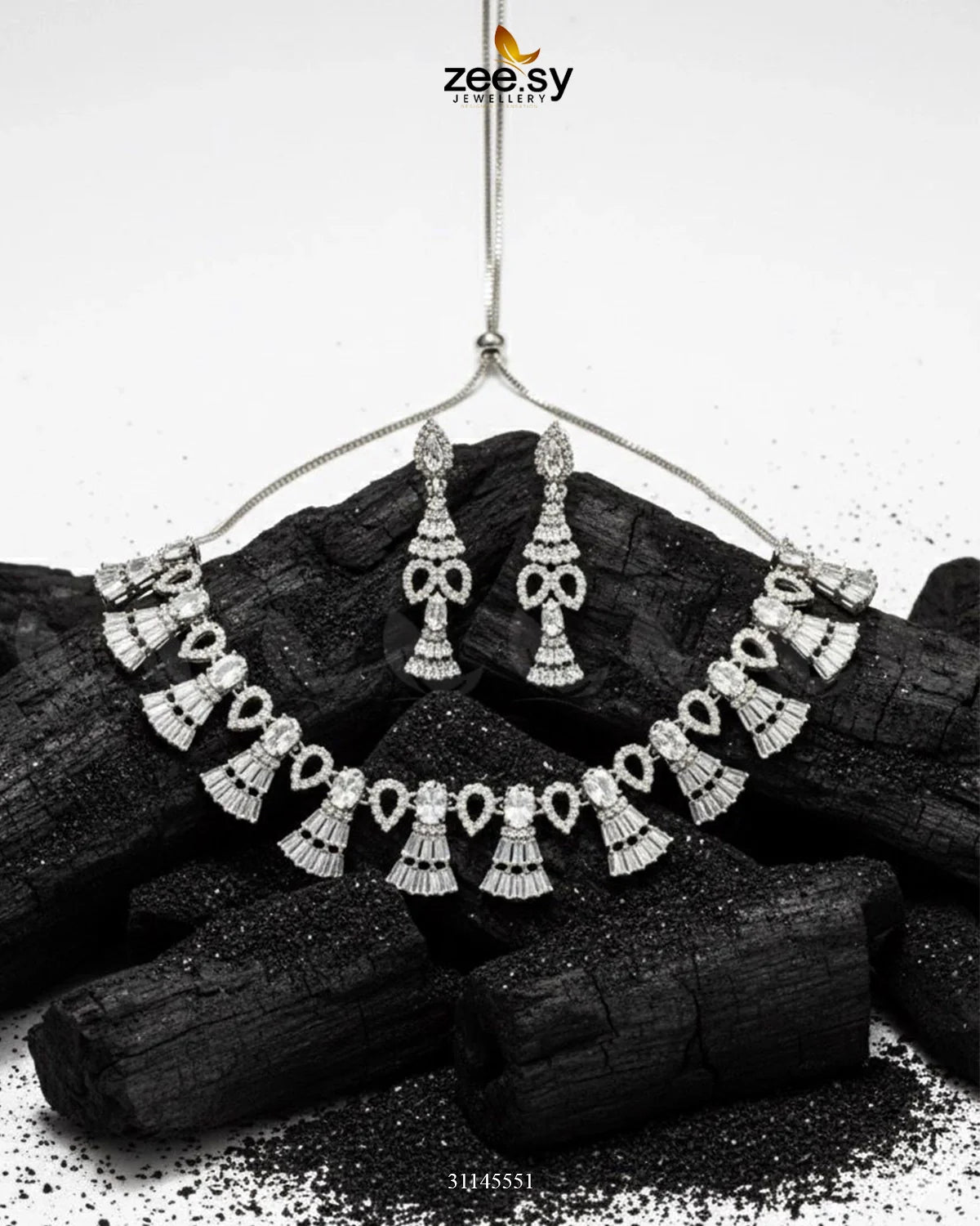 Baguette Fringe Tassel Necklace Set