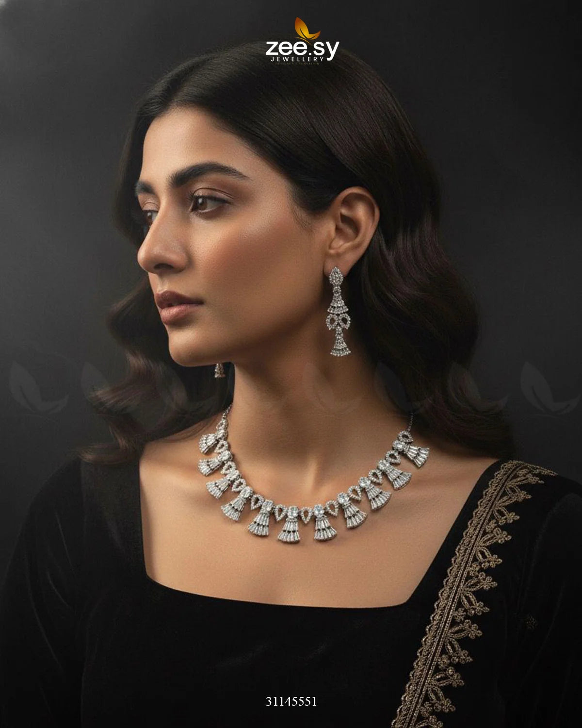 Baguette Fringe Tassel Necklace Set