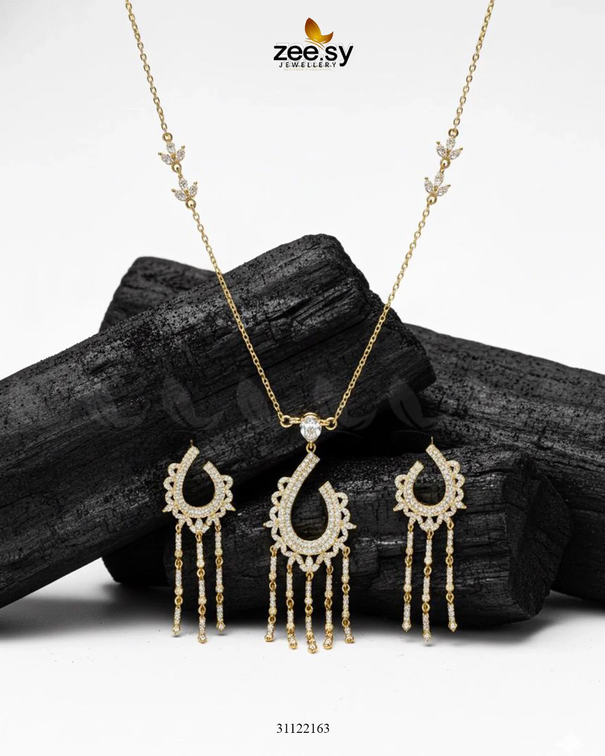 Crescent Tassel Drop Necklace Set