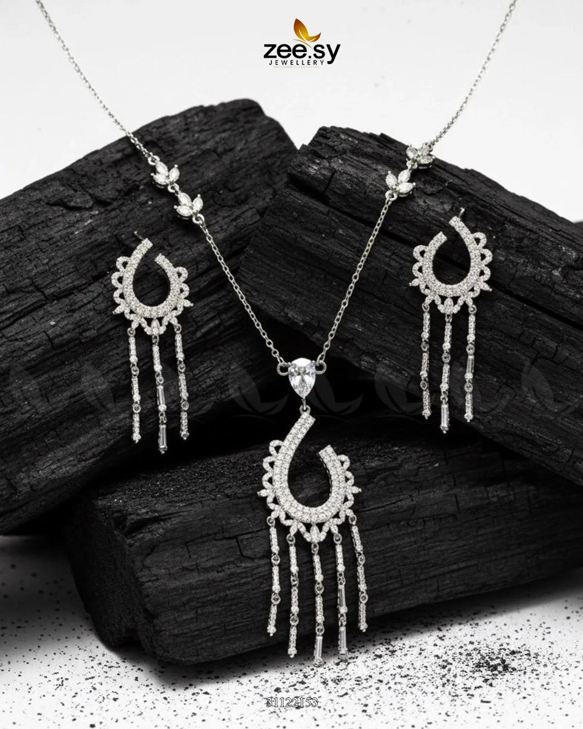 Crescent Tassel Drop Necklace Set