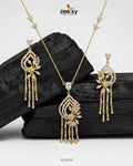 Diamond Lantern Drop Necklace Set