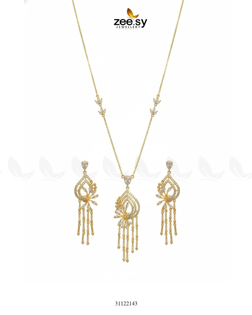 Diamond Lantern Drop Necklace Set