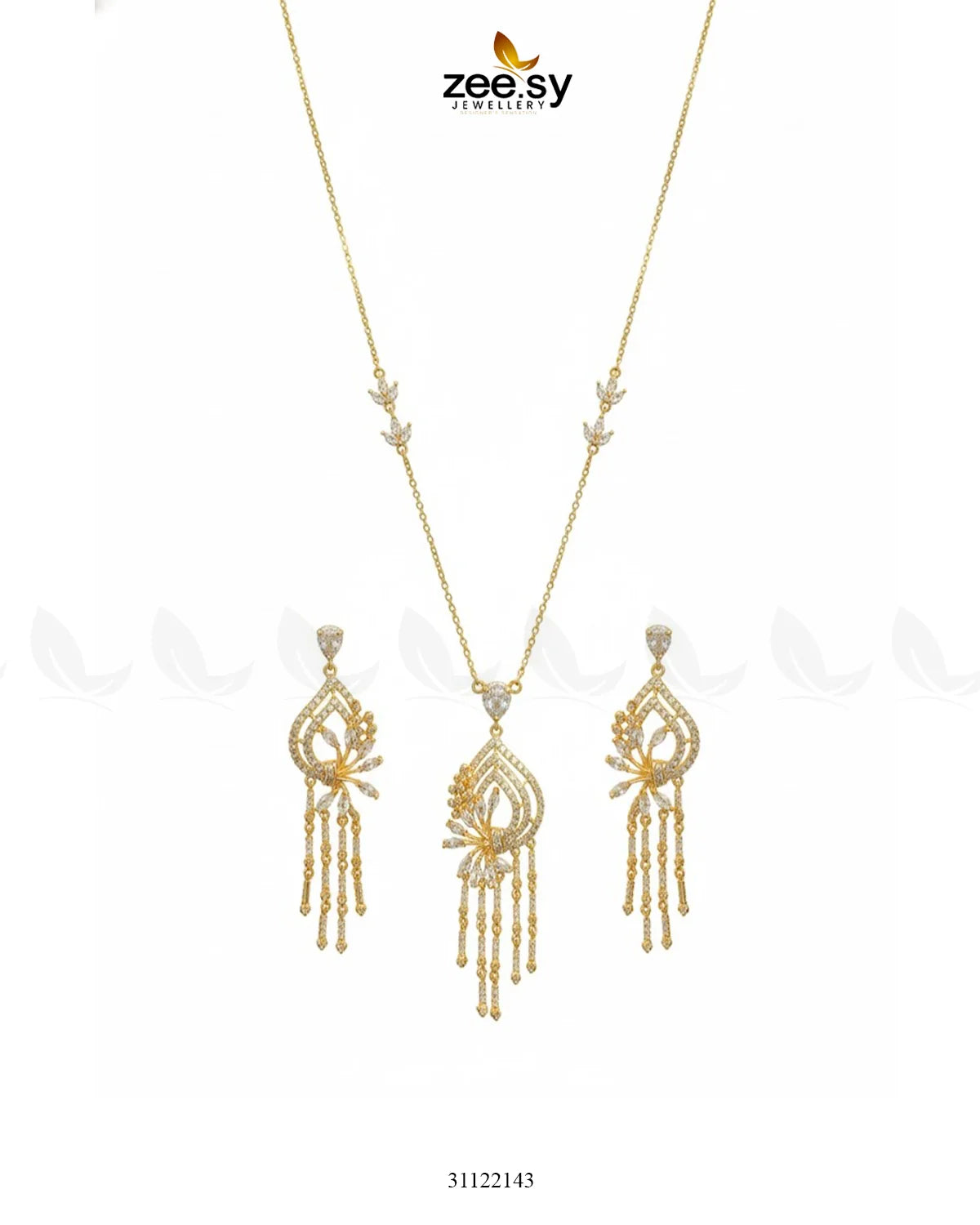 Diamond Lantern Drop Necklace Set