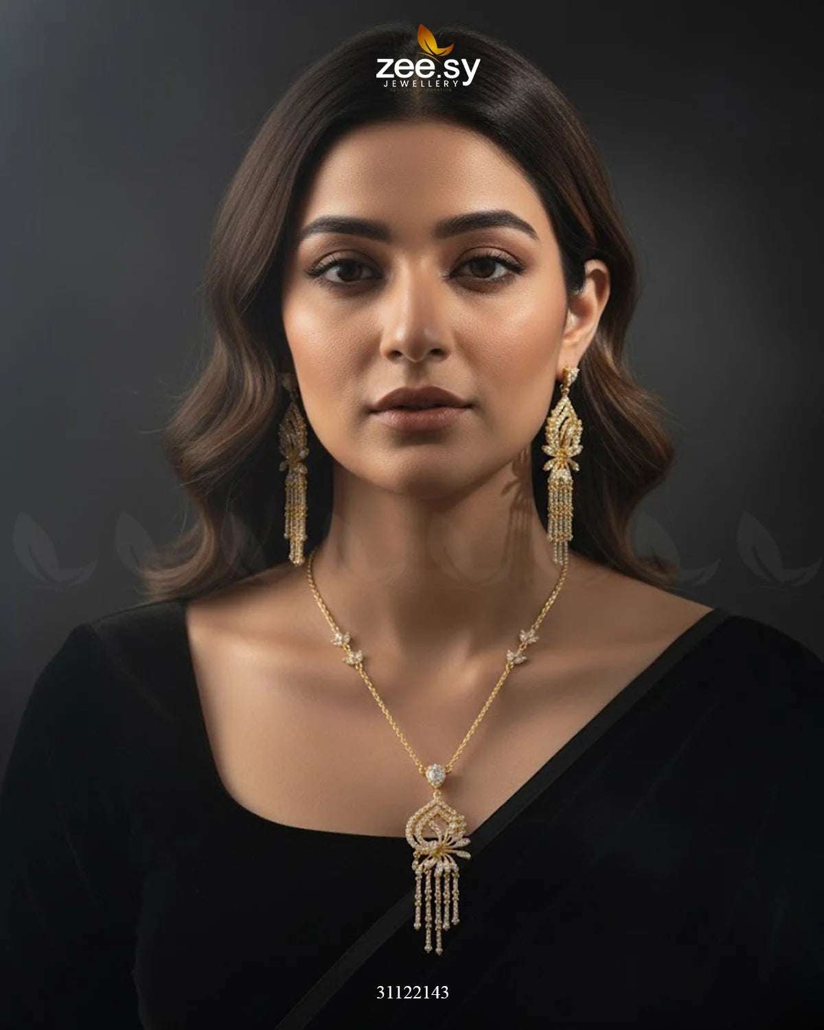 Diamond Lantern Drop Necklace Set