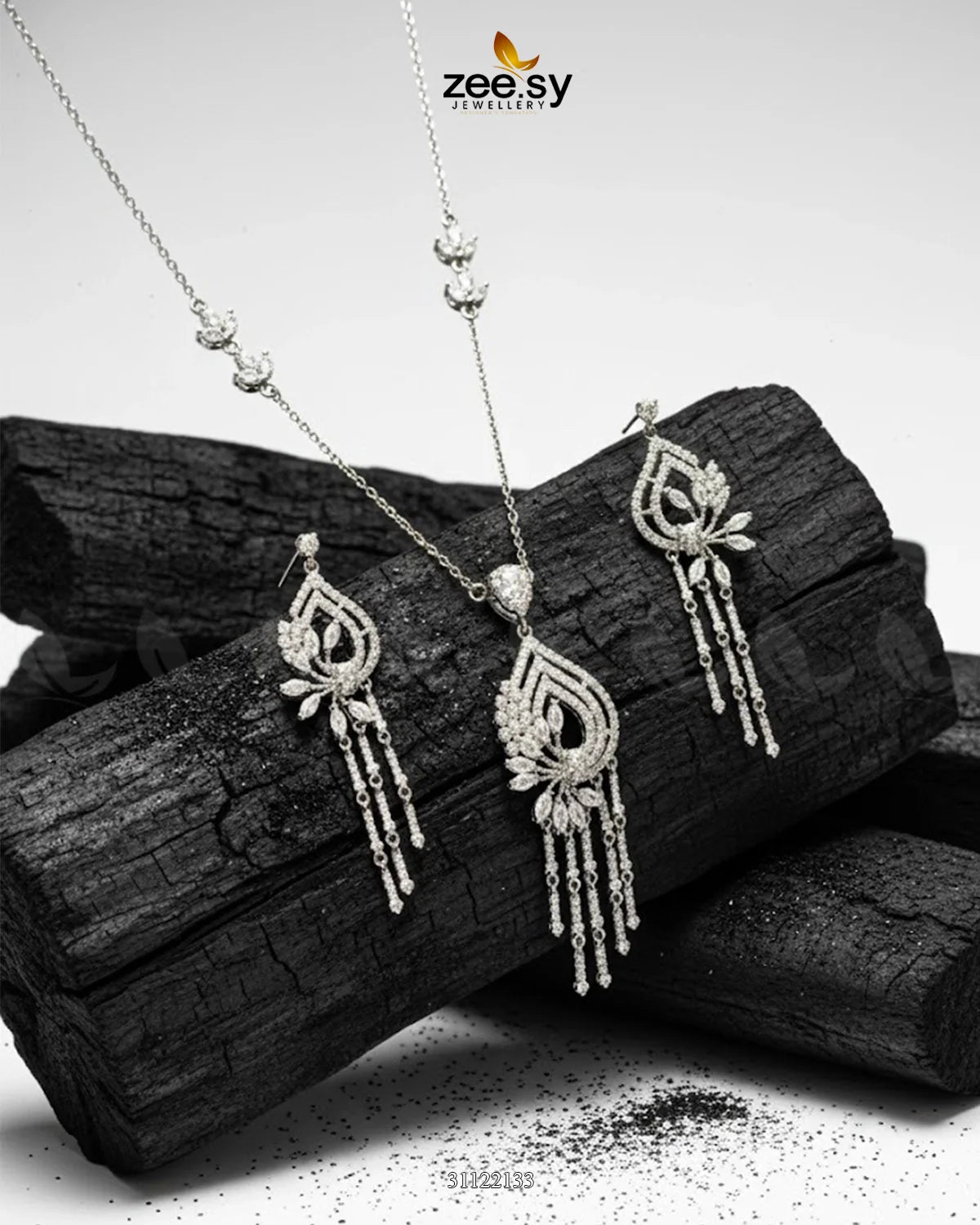Diamond Lantern Drop Necklace Set