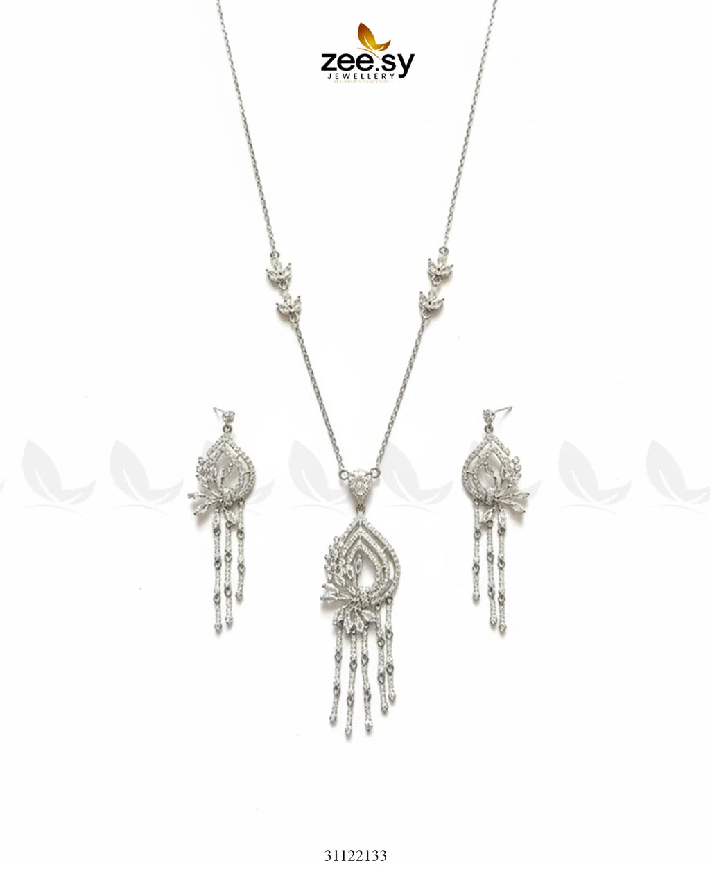 Diamond Lantern Drop Necklace Set