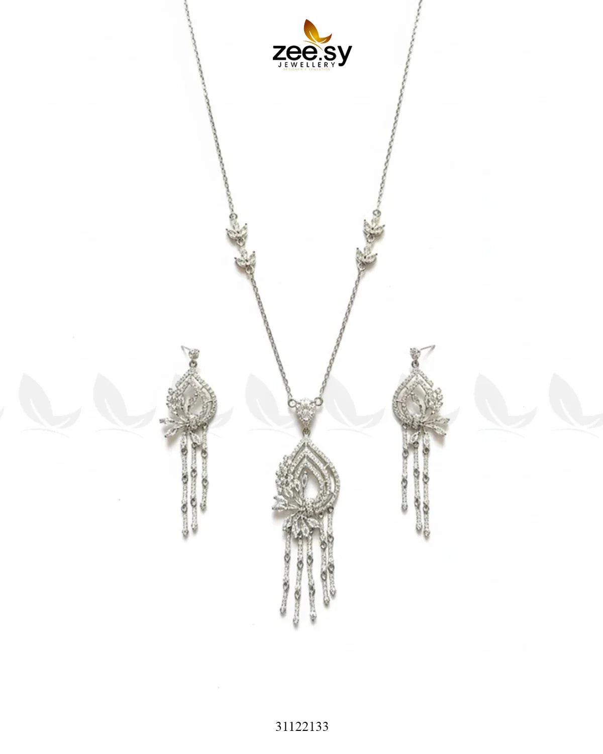 Diamond Lantern Drop Necklace Set