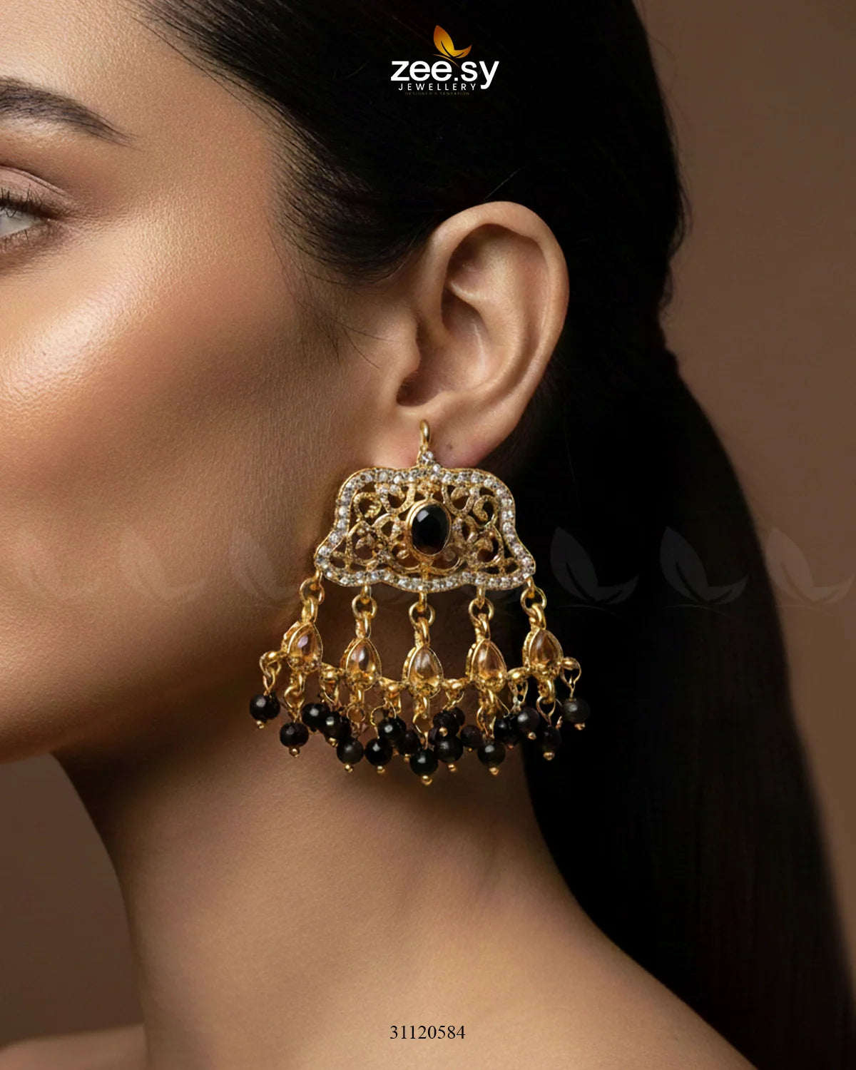 Elegant Tassel Moti Work Earrings