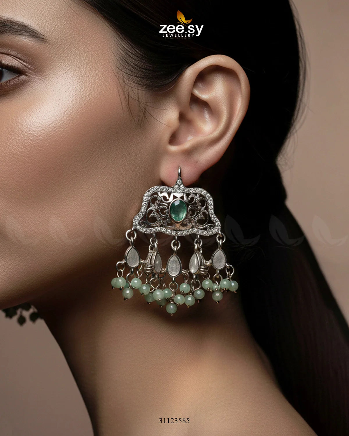 Elegant Tassel Moti Work Earrings