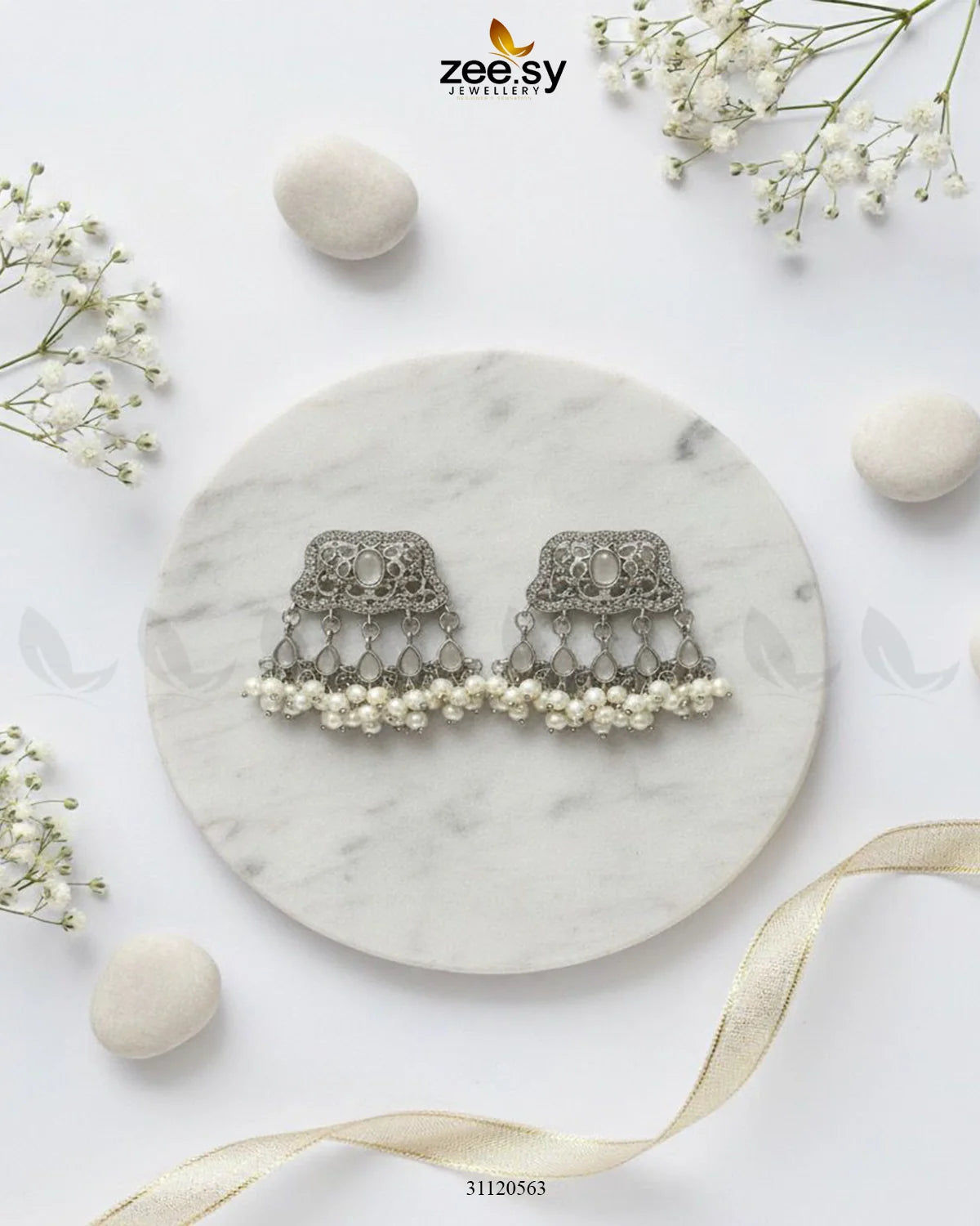 Elegant Tassel Moti Work Earrings