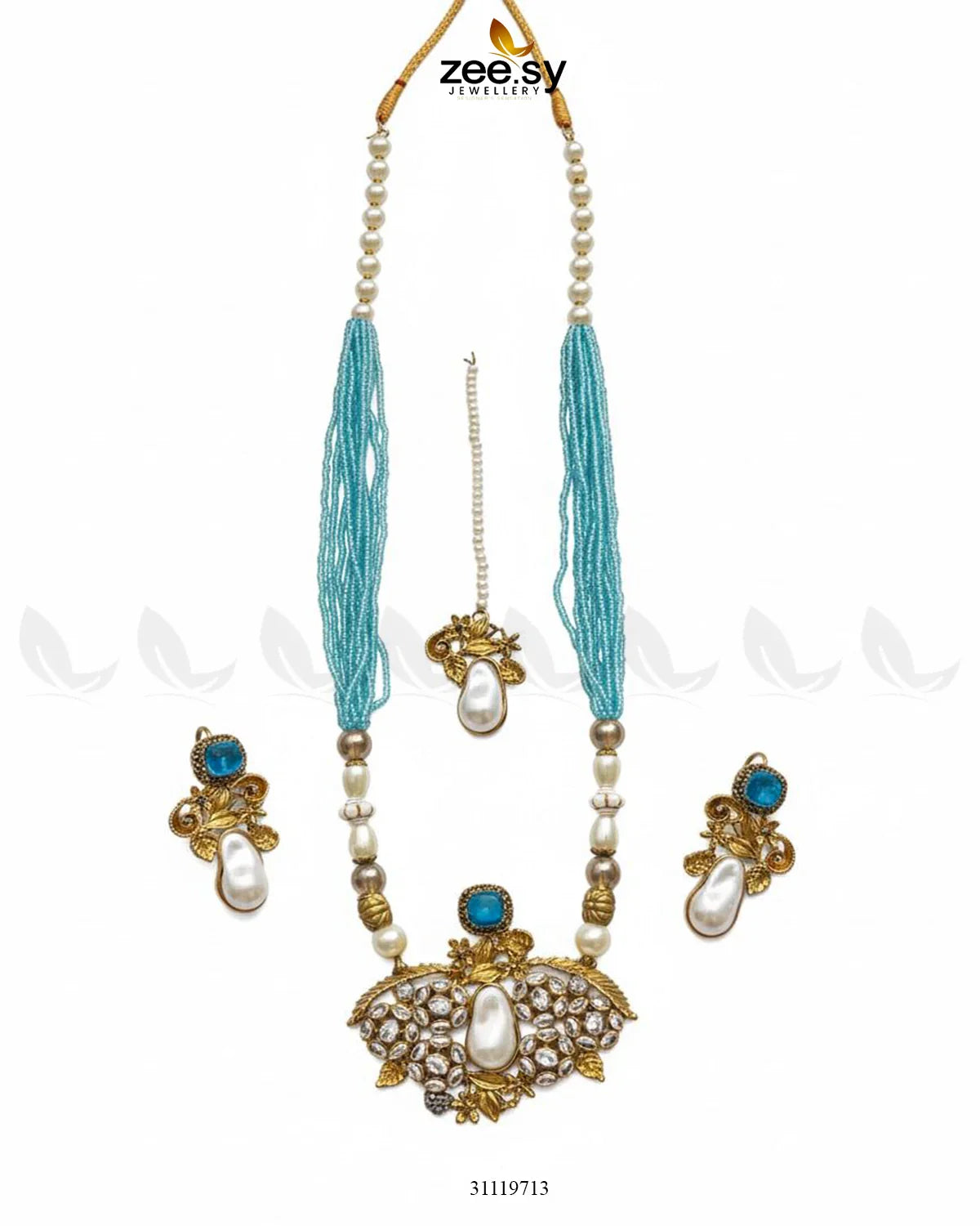 Carved Stream Malla Necklace Set