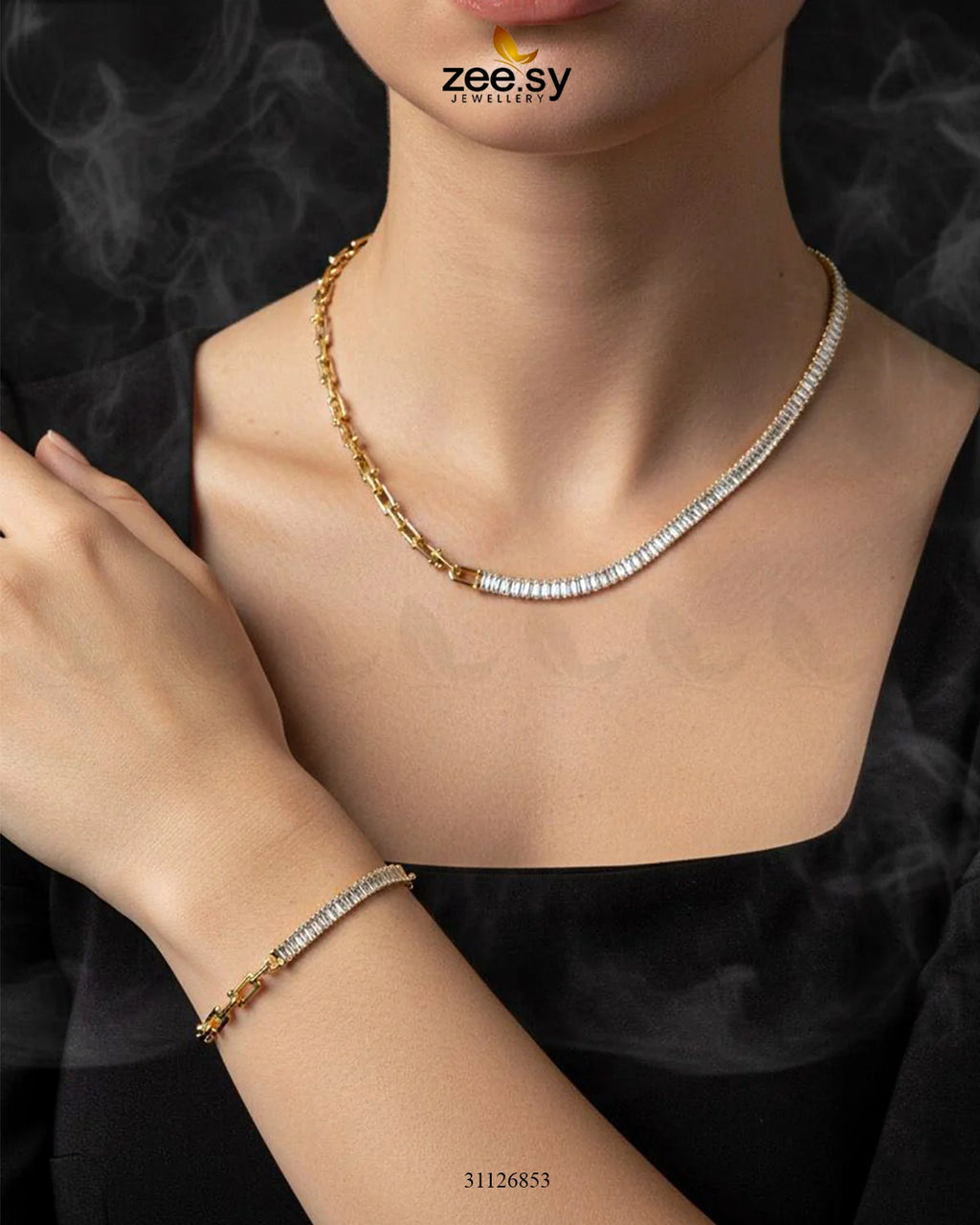 Sterling Baguette Chain Bracelet Set