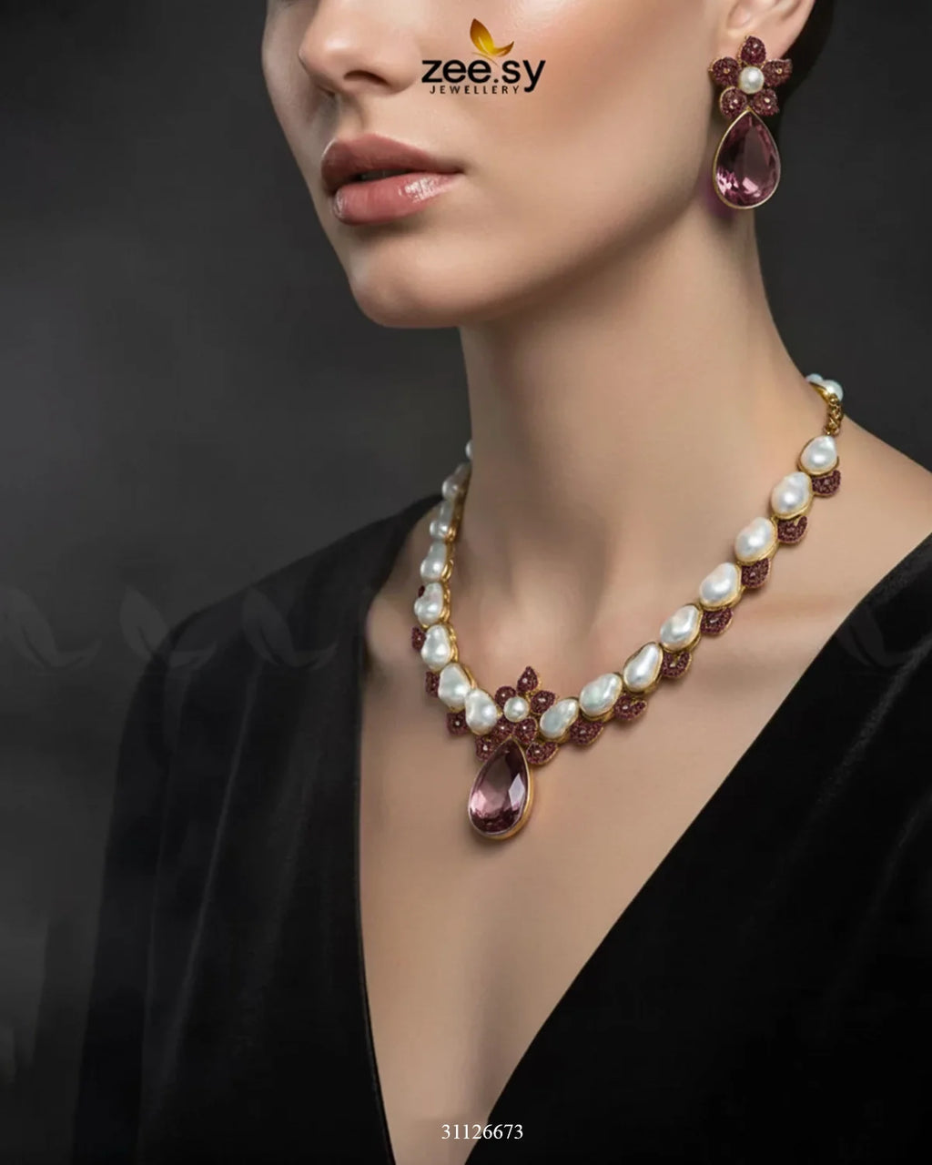 Oceanic Baroque Teardrop Necklace Set