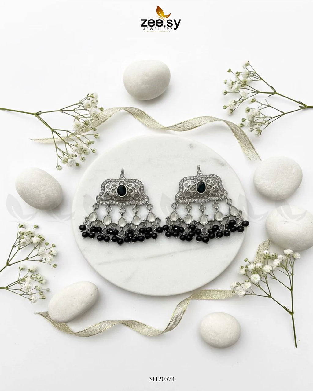 Elegant Tassel Moti Work Earrings