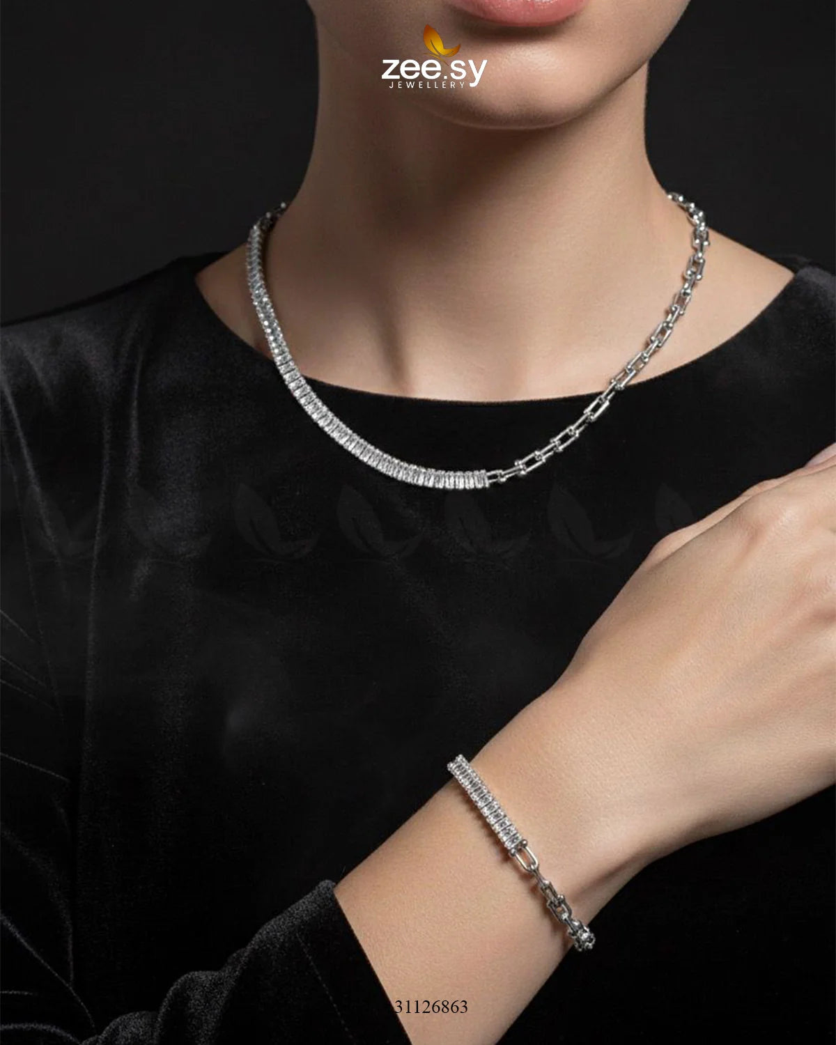 Sterling Baguette Chain Bracelet Set
