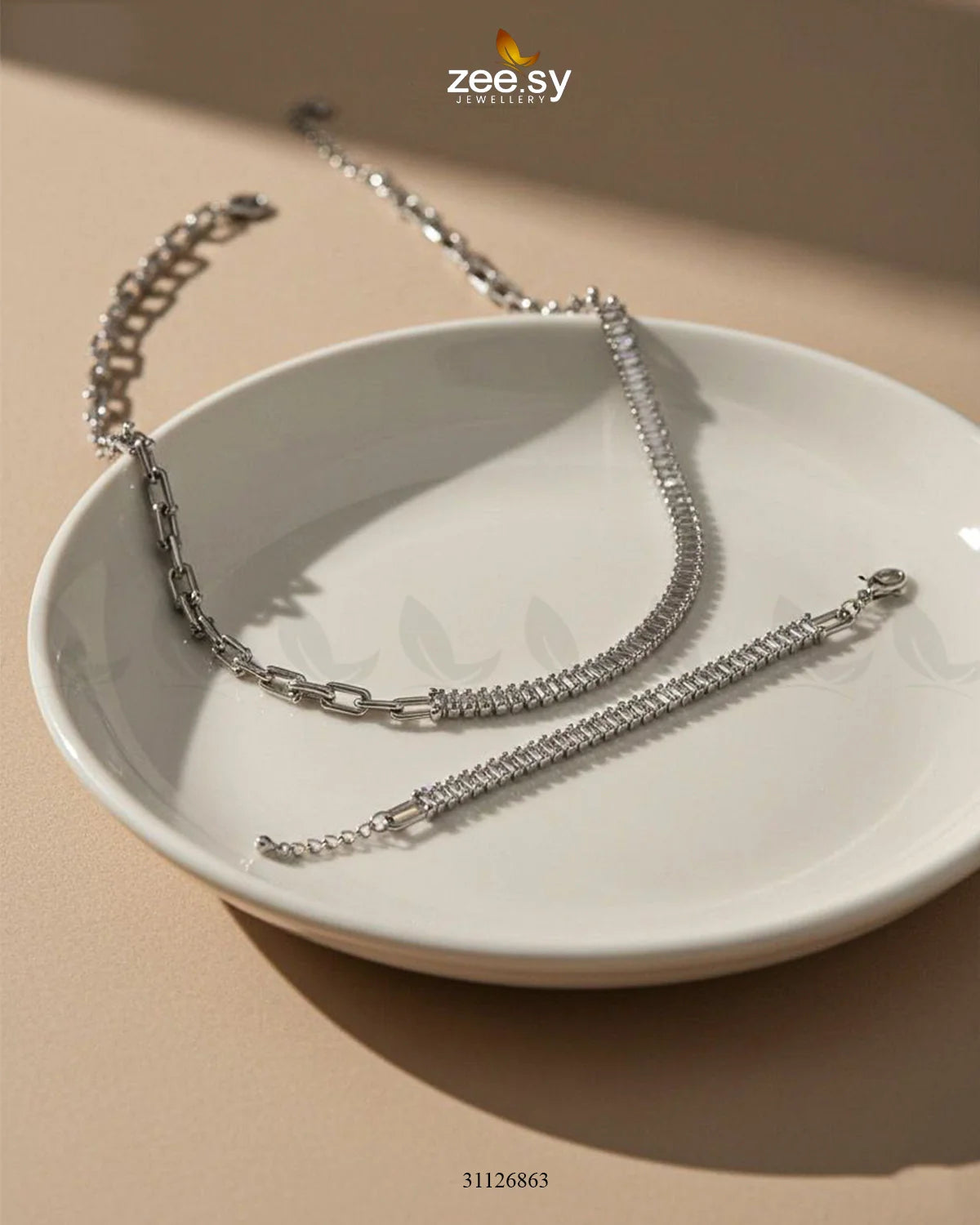 Sterling Baguette Chain Bracelet Set