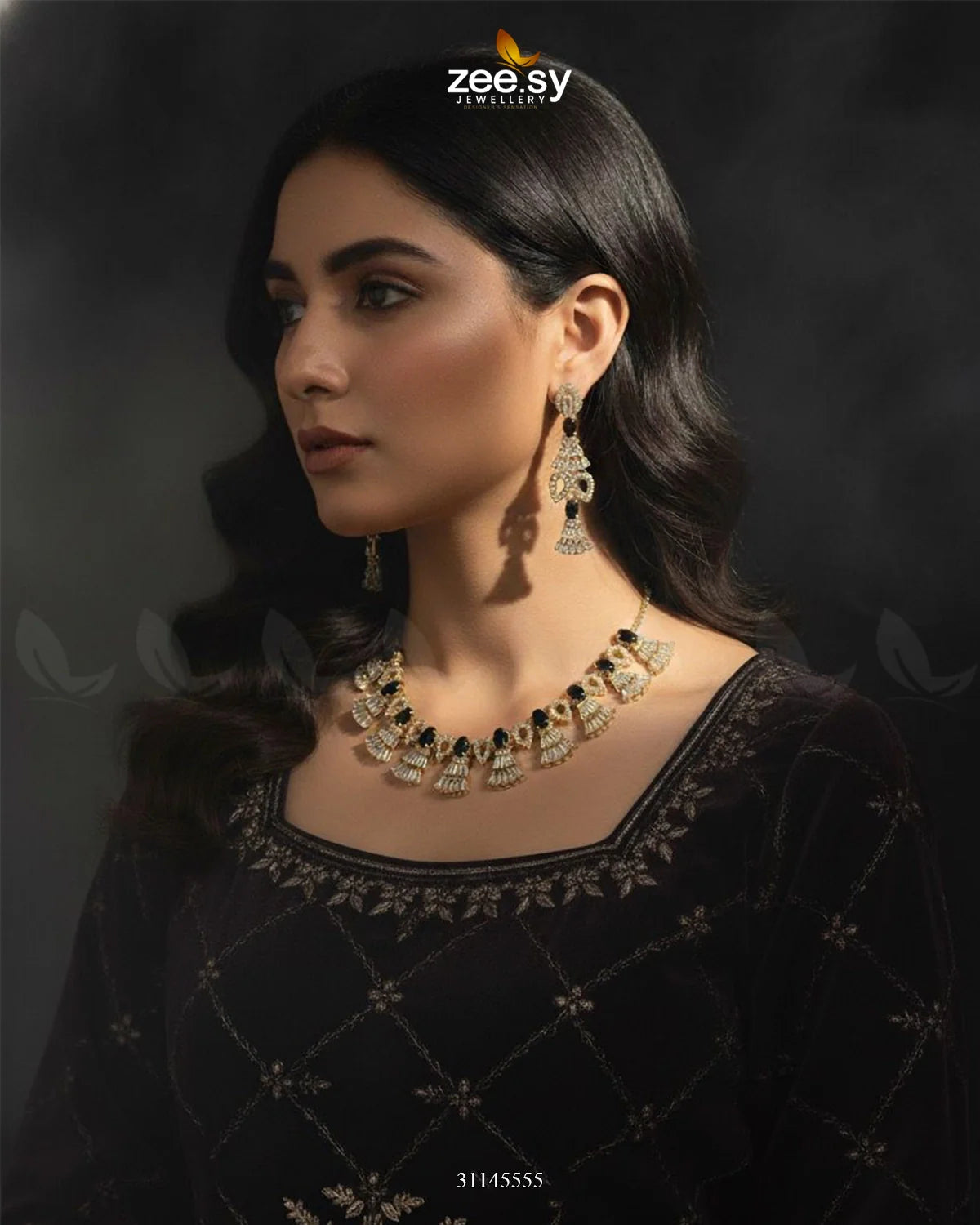 Baguette Fringe Tassel Necklace Set