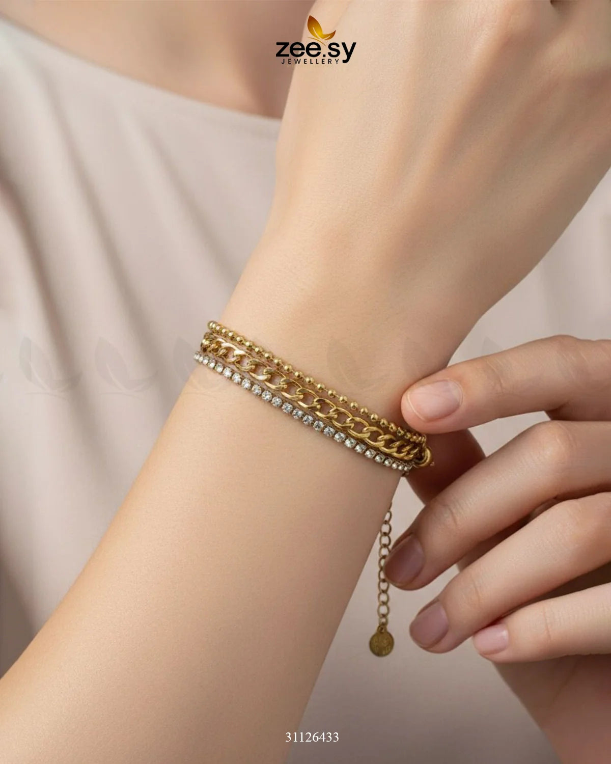 Triple Row Crystal Bracelet