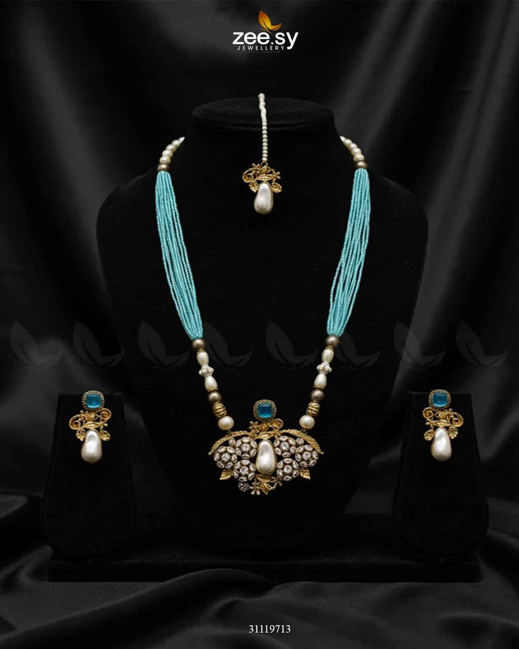 Carved Stream Malla Necklace Set